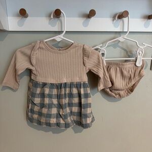 3M Carter's Cream Ribbed Baby Dress with Matching Diaper Cover